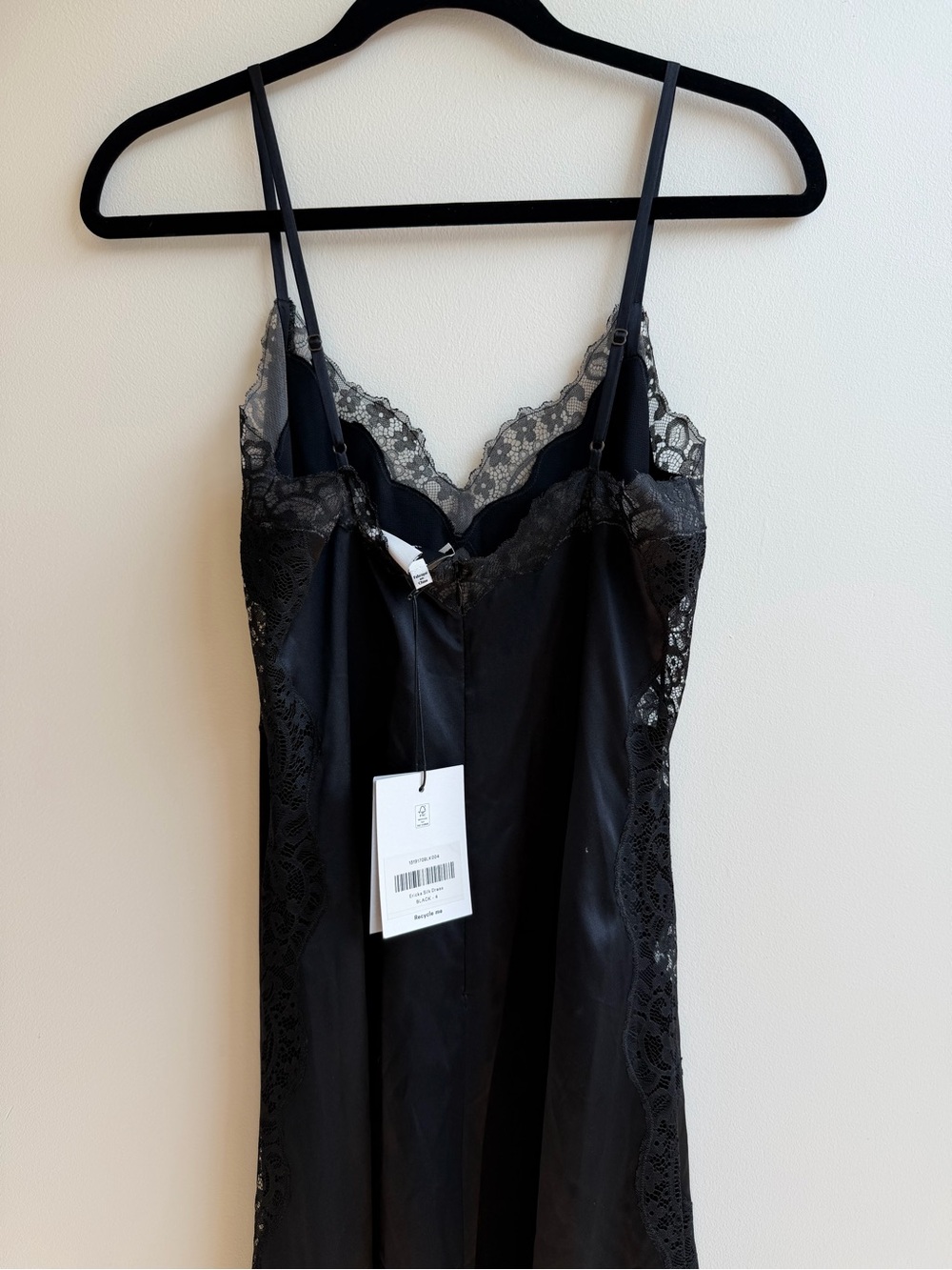 NEW NWT Reformation Ericka Silk Dress | Strappy Lace Black | Size 4 - Picture 10 of 14
